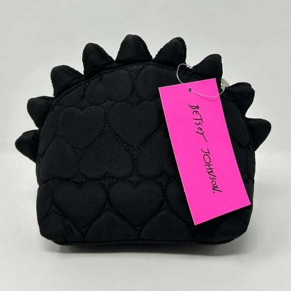 Betsey Johnson Pink Hedgehog Kitsch Cosmetic Pencil Travel Bag New with Tag - Picture 7 of 16